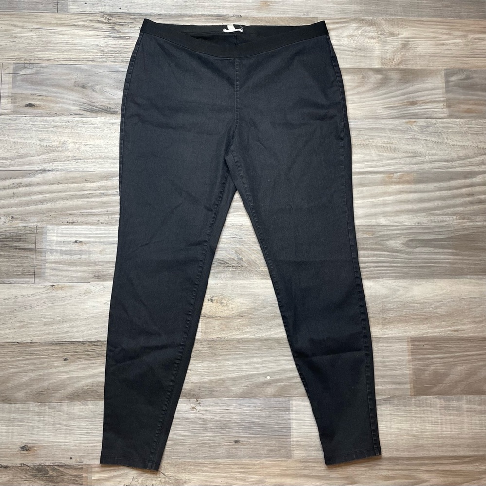 Eileen Fisher Black Organic Cotton Pull on Elastic Waist Jeggings